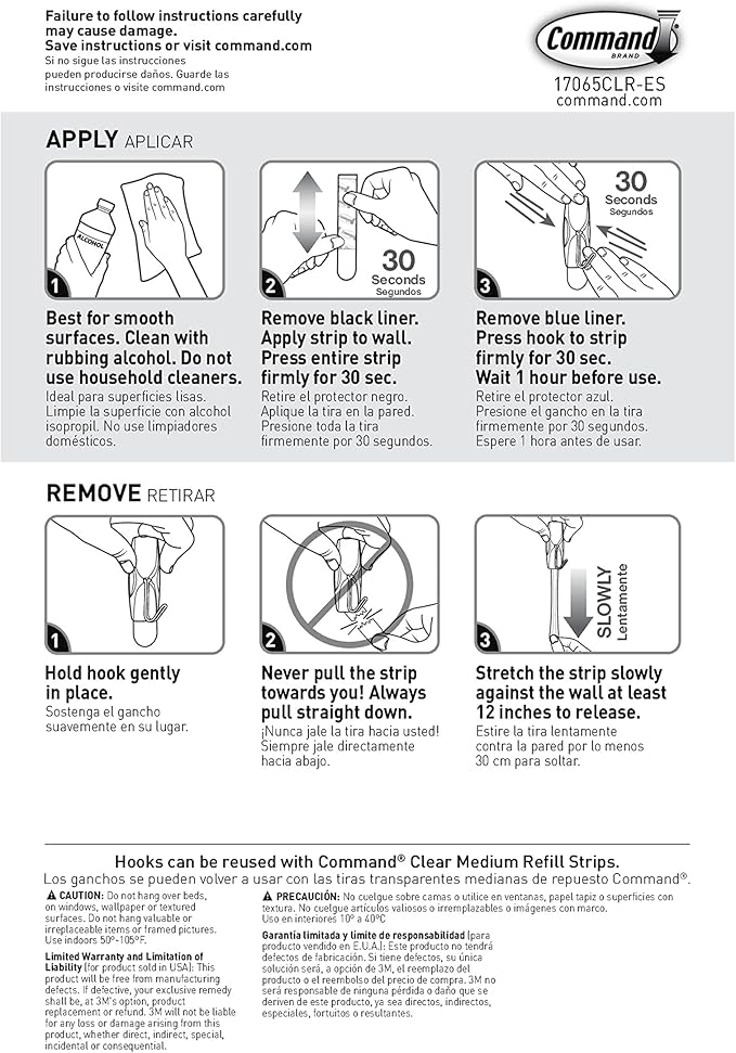 Command Medium Clear Wire Toggle Hooks, 6 Hooks and 8 Strips, Damage-Free Hanging Wall Hangers for Hanging Christmas Decorations, Holds up to 2 lb