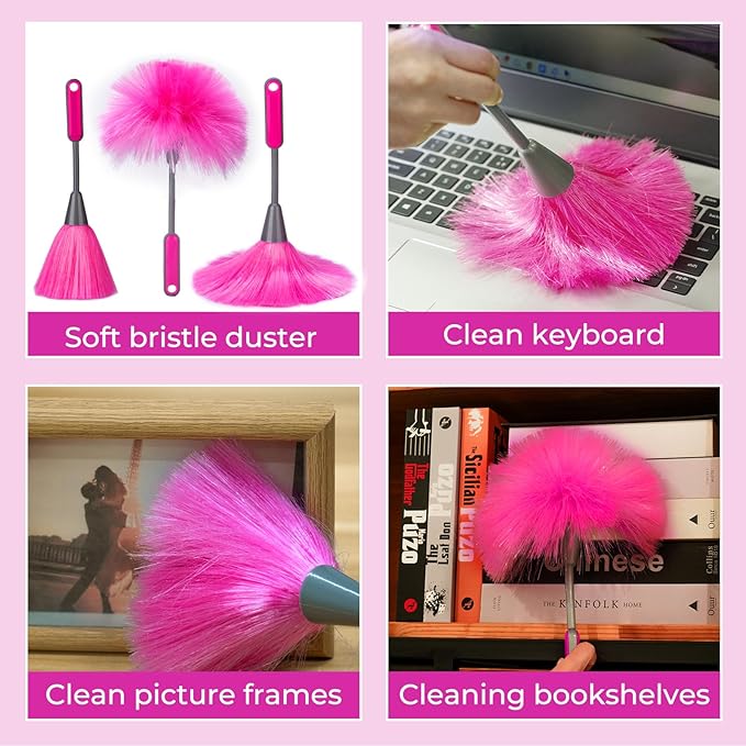 Ceiling Fan Cleaner Duster with 60 inch Extension Pole, Dusters for Cleaning High Ceiling Fan Blades, Dusters Kit with Storage Bag, Cleaning Tools for Families (13pcs)