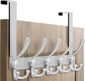 Dseap Over Door Hook 2.0 - Upgraded Version - Simple-Assembly, Strong, Heavy-Duty Stainless Steel 5-Tri-Hook Over The Door Hanger Rack, SimpleStrong Series, Silver