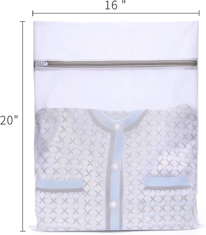 Muchfun 4Pcs Durable Fine Mesh Laundry Bags for Delicates 16 x 20 Inches (4 Large)