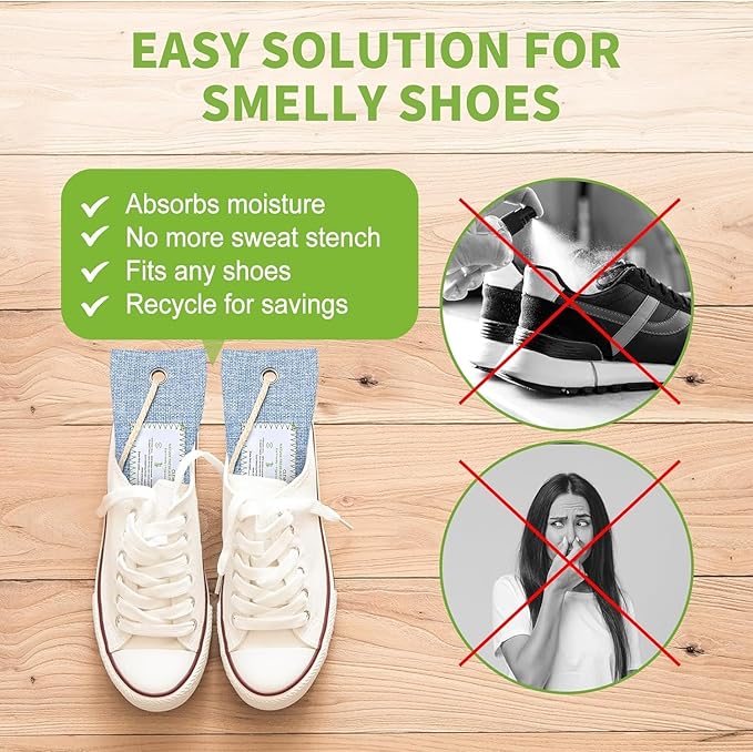 CLEVAST Activated Bamboo Charcoal Odor Absorber - 6 x 60g Air Purifying Bags, Natural Bamboo Charcoal Fresh Odor Moisture Eliminator, Deodorizer for Home, Closet, Shoe, Car Air freshener