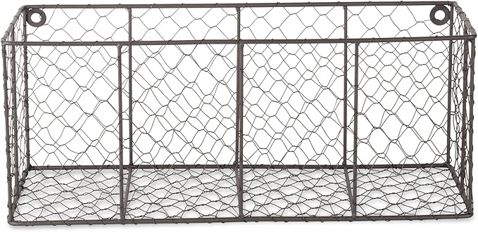 DII Chicken Wire Collection Farmhouse Vintage Wall Baskets, Medium Basket, Vintage Grey