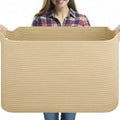 95L Extra Large Blanket Basket, 24" x 16.9" x 14.2" Woven Storage Basket for Living Room, Rectangle Nursery Blanket Storage for Toys, Towels, Dirty Clothes (Jute)
