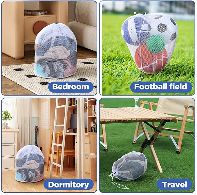 20 Pcs Mesh Laundry Bags Bulk with Drawstring 20 x 24'' Hanging Heavy Duty Medium Mesh Dry Cleaning Bag Machine Washable Large Net for Clothes,Sock,Bed Linen Dormitory Travelling Camping