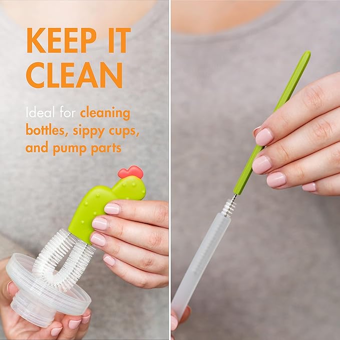 Boon Cacti Bottle Cleaning Brush Set - Includes Bottle Brush,Nipple-Brush,Detail-Brush,and Straw-Brush - Baby-Bottle-Brush Set for-Bottle Drying Rack - Baby Essentials -,4 Count (Pack of 12)