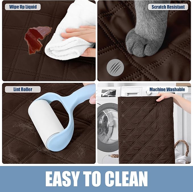 Smiry Waterproof Dog Bed Cover Pet Blanket, Soft Washable Dog Blanket for Furniture Bed Couch Sofa Reversible, Checkered (82"x120", Chocolate/Dark Grey)