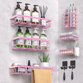 Shower Caddy 18 Pack,Adhesive Organizer for Bathroom Decor Accessories & Kitchen Storage,No Drilling,Large Capacity,Rustproof Stainless Steel Organizer,Home Decor Shelves (Pink 18 Pack)