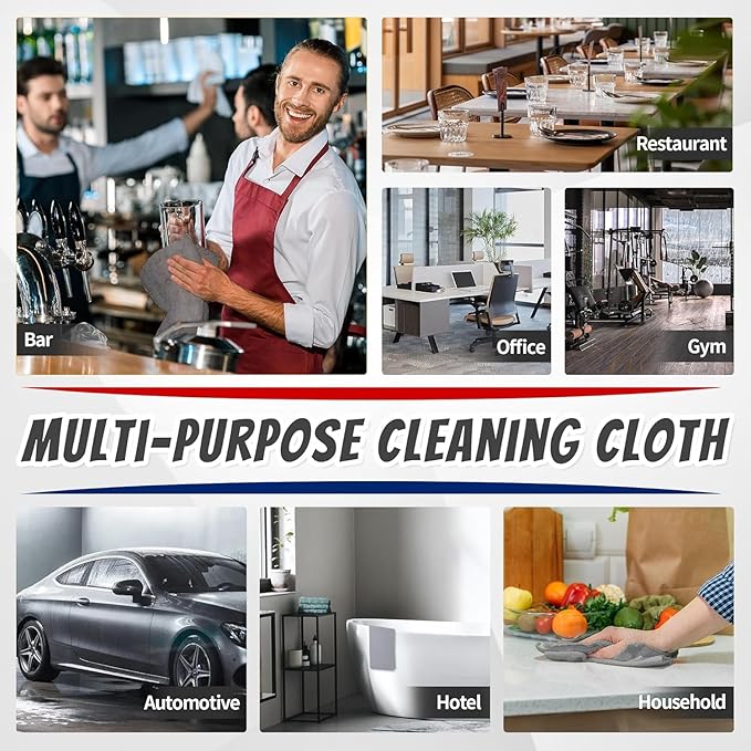 FIXSMITH Microfiber Cleaning Cloth, Shop Towels Bulk, 24 Pack Grey Microfiber Towels for Cars, All-Purpose Absorbent Cleaning Rags, Dust Cloth for Automotive, Mechanic, Garage, Bar, 12 x 11 inch