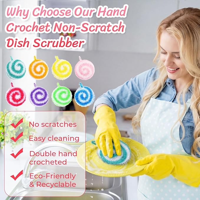 Kenning 12 Pcs Dish Scrubber Non Scratch Dish Washing Scrubbers Reusable Household Cleaning Kitchen Tools for Dishwashing Washing Dishes Cookware Tubs Sinks (Candy)