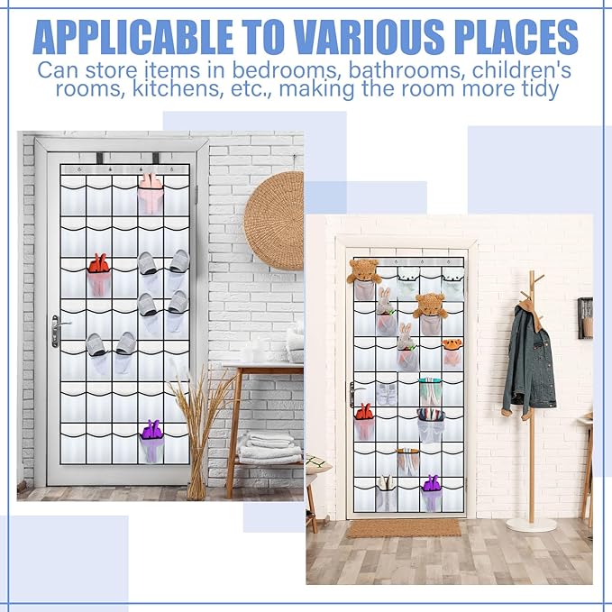 Windyun 2 Pcs 70 Large over The Door Shoe Organizer Hanging Shoe Rack for Closet Holder White Mesh Pockets Back to School Behind Door Hanger Storage Nonslip for Home Room School Dorm, Each 35 Pockets