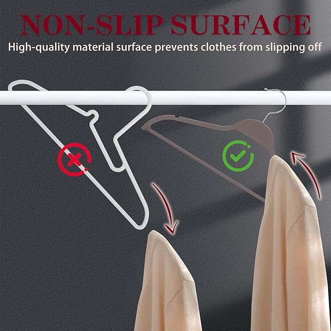 ELONG HOME Plastic Clothes Hangers, Upgraded Rubber Non Slip Plastic Hangers, Non Velvet Durable Slim Clothing Hangers, 17.7 Inches Wide for Adults Clothes, 20 Pack