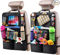 Helteko Backseat Car Organizer, Kick Mats Back Seat Protector with Touch Screen Tablet Holder, Back Seat Organizer for Kids, Travel Accessories with 9 Storage Pockets 2 Pack, Black