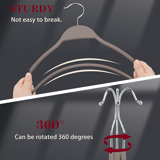 ELONG HOME Plastic Clothes Hangers, Upgraded Rubber Non Slip Plastic Hangers, Non Velvet Durable Slim Clothing Hangers, 17.7 Inches Wide for Adults Clothes, 20 Pack