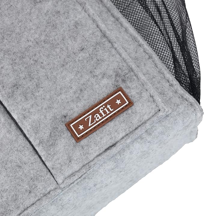 Zafit Bedside Caddy, Large Size Bedside Storage Organizer Bedside Organizer Caddy for Magazine Remotes Phone (13.4'' x 18.1'' Plus Size, Light Grey)