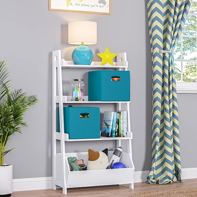RiverRidge Folding Storage Bins with Handles Turquoise Cube Storage Organizer for Closet, Bedroom & Playroom - Closet Organizers and Storage Set of 2