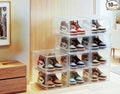 10 Pack Clear Shoe Storage Boxes Stackable, Plastic Shoe Boxes with Lids, Sneaker Storage, Transparent, Thick Hard, Drop Front Door, Within US Size 13, Size: 13.54”x10.63”x7.49”