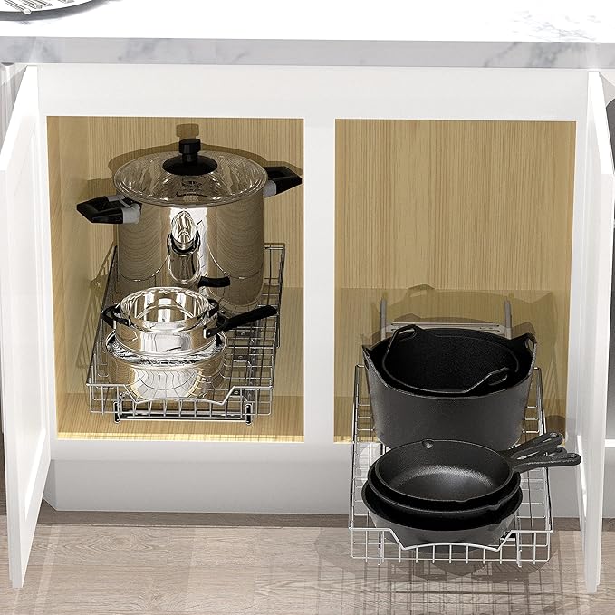 SIMPLE HOUSEWARE Under Cabinet Pull Out Sliding Shelf Drawer Organizer, 21" D x 11" W