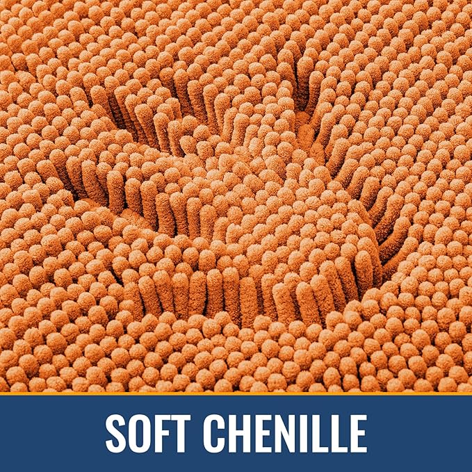 Arotive Bathroom Rugs 24x16, Extra Soft Absorbent Shaggy Chenille Bath Rugs, Machine Washable Rubber Backing Non-Slip Bath Mats for Bathroom Floor Tub and Shower, Home Decor Accessories, Coral