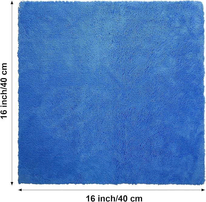 Shimeyao 20 Pcs 16 x 16 Inch Edgeless Microfiber Plush Towels for Cars Detailing Drying Wash Polishing Absorbent Cleaning Cloths, 500 GSM(Blue)