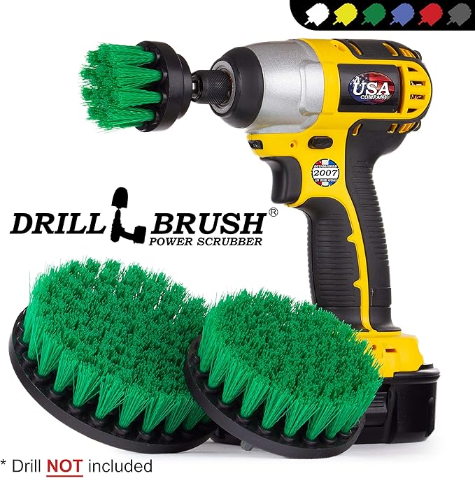 Kitchen Cleaning Supplies Set - Tile Electric Spin Scrubber - Stainless Steel Cleaner for Stove, Sink, and Oven - Household Cleaning Tools - Green Medium Stiffness Nylon Brush - Cast Iron Scrubber