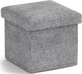 Ornavo Home Small Storage Ottoman Foldable Collapsible Cube Square Linen Ottoman Foot Rest Stool Seat, for Living Room, Bedroom, Home Office, Dorm - 12 x 12 x 12, Gray