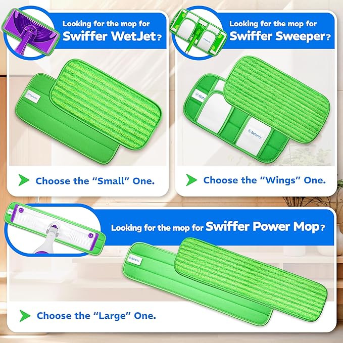 2 Pack Reusable Mop Pads, Compatible with Wet Jet, Wet Pads Refill for WetJet, Microfiber Cloths for Hardwood Floors Cleaning, Machine Washable Mop Pads, Wet Dry Use