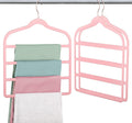 Velvet Pants Clothes Hanger Space Saving Non Slip Pants Shorts Hanger, Myfolrena Jeans Slack Trousers Hangers Multiple Velvet Hanger Closet Storage and Organization for Jeans,Scarf,Tie(Pink, 3)