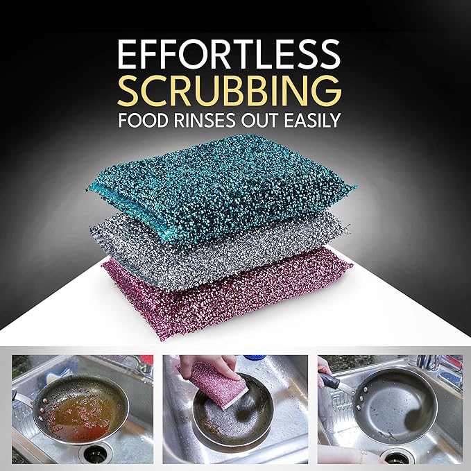 Sponges for Kitchen (30 Pcs Pack) - Non Scratch Scrubbers for Cleaning Dishes - Best Dish Sponge Scrub Pads for Dishwashing & Washing - Household Scrubber Supplies & Tool for Pots, Pans, Sink