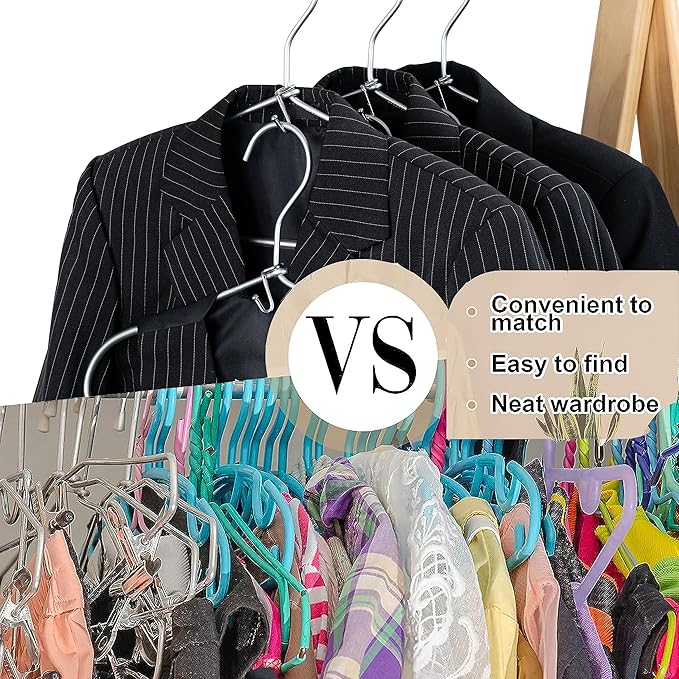 Clothes Hanger Connector Hooks, 36PCS, Clothes Hanger Organizer Mini Space Saving Extender Cascading Connection Hooks for Wooden Velvet Metal Plastic Hangers (Silver)