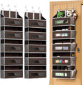 2 Packs 5-Tier Over the Door Storage Organizer with 10 Side Mesh Pockets, 48 lbs Load Capacity, 3 Hooks Design, Hanging Organizer with Clear Windows for Bathroom, Bedroom, Nursery, Kitchen-Brown