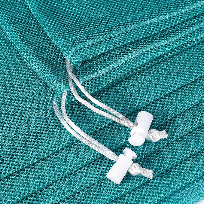 Frienda 6 Pieces Mesh Stuff Sack, 11 x 15 Inch Durable Nylon Drawstring Laundry Bag for Rinsing Beach Toys, Seashell Collecting, Mesh Bags for Travel(Turquoise)