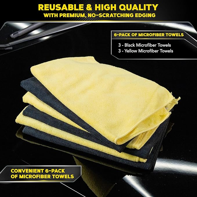 Meguiar's Supreme Shine Microfiber Towels for Cars,Ultra-Plush Car Microfiber Towel Set for Quickly Removing Product Without Leaving Swirls on Paint,Glass,Plastic,or Chrome,(Pack of 6)