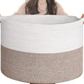 Goodpick 115L Extra Large Blanket Basket, 23.5"x23.5"x15.8" Woven Rope Basket for Storage, Kids Toy Storage for Nusery Room, Mele