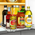 LYNK PROFESSIONAL® Pull Out Spice Rack Organizer for Inside Kitchen Cabinets - 12-3/8 inch Wide - Slide Out Drawer – Chrome Sliding Spice Organization for cabinet - Spice Racks - 1 Tier