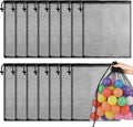 PLULON 15 Pcs Mesh Bag Drawstring Mesh Laundry Bags, 13 x 15.5 Inch Nylon Drawstring Bag for Pool Beach Ball Toys Storage Bag for Collecting Travel Sports Gym (Black)