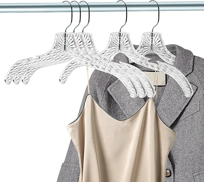 Quality Clear Plastic Hangers 100 Pack - Durable Crystal Cut Heavy Duty Hangers for Clothes, Shirts, Suits, Coats, Dresses