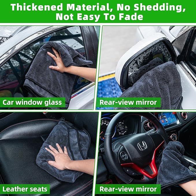 CADONO Huge Microfiber Car Drying Towel, Ultra Absorbent Microfiber Cleaning Cloth for Cars, Bath Towels, No Streaks, Scratches, or Water Spots Double-Twist Pile Design (36"x 24", 1300GSM)