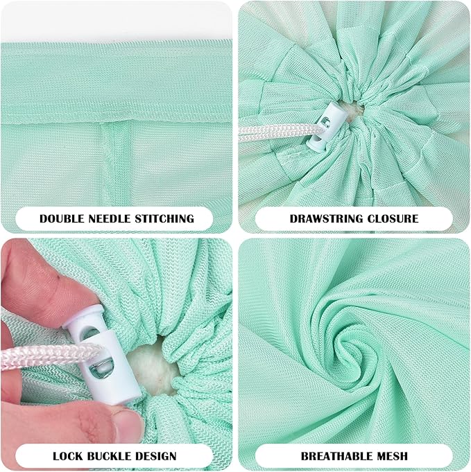 2 Pack Large Mesh Laundry Bag, Heavy Duty Laundry Bags with Drawstring, Laundry Hamper Liner, Machine Washable, for Travel, Storage, Sports, Dorms and Apartment Dwellers, 24 x 36 Inches (Pink+Green)