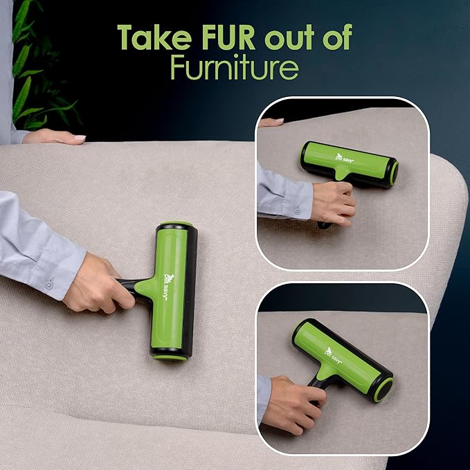 pet savy Pet Hair Roller - Compact and Lightweight Lint Roller for Pet Hair - Reusable Dog & Cat Hair Remover with Electrostatic Adsorption for Gentle and Efficient Cleaning