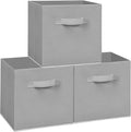 Easi Storage Cubes, 11 Inch Storage Bins, Set of 3, Foldable Fabric Cube Storage Organizer With Handles, Closet Cube Storage Bins, Collapsible Cubby Storage Organizer for Shelves,Offices, Gray