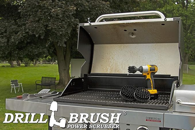 Ultra Stiff Drill Powered Cleaning Brush Set - Heavy Duty Industrial Stripping - Cordless Drill Power Scrubber Grill Brush for Household Cleaning Supplies - Rust Remover - No Wires - BBQ Grill Brush