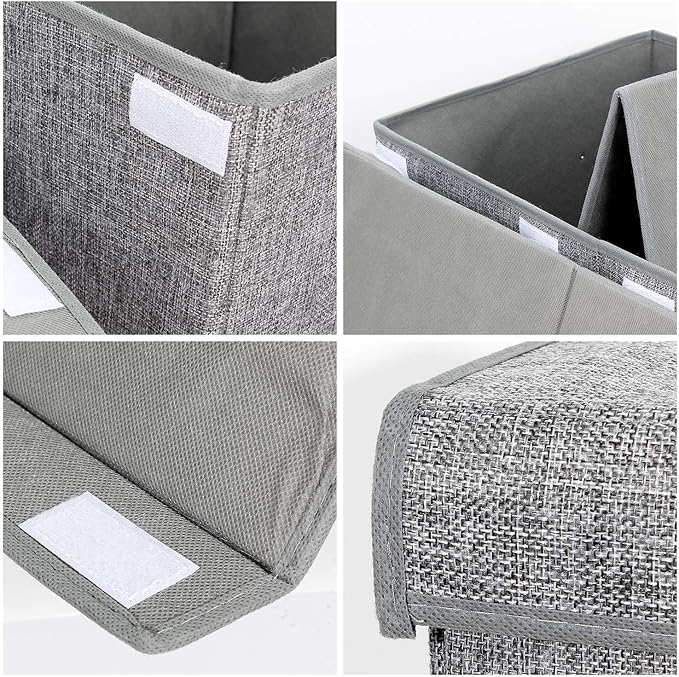 popoly Large Toy Box Storage with Lid, Collapsible Sturdy Toy Chest Storage Bin Box with Rivets Handles for Kids, Boys, Girls, Nursery, Playroom, Living Room, Bedroom, 25"x 13" x 16" (Linen Gray)