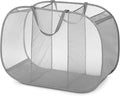 Whitmor Mesh Popup Laundry Hamper 3 Compartment Sortable Horizontal Collapsible Laundry Basket for Clothes Laundry Room Bedroom