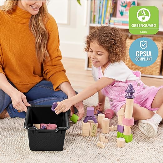 ECR4Kids Scoop Front Storage Bins, Multipurpose Organization, Black, 10-Piece