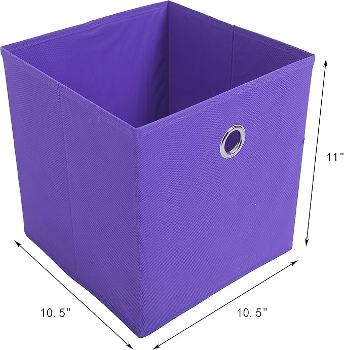 Amelitory Storage Bins Foldable Cube Organizer Fabric Drawer Set of 6 Purple