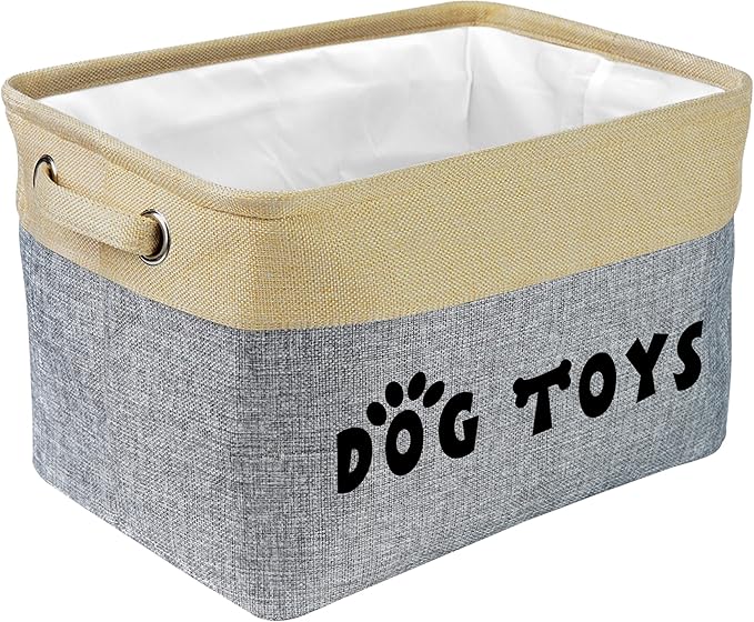 PET ARTIST Dog Toy Basket, Collapsible Dog Toy Bin Box with Comfortable Handles, Large Pet Toy Storage Basket Organizer for Accessories, Toys, Coat & Clothing, Blanket & Leash, Gray, 15"x11"x9" | Collapsible, Dog Toy Bin Box, Large, Organizer, for Acce...