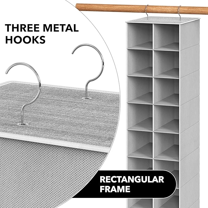 Simple Houseware 20 Section Shelves Hanging Shoes Organizer Holder for Closet, Gray