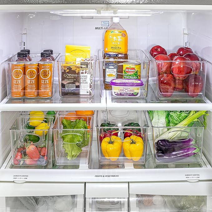 Sorbus Small Clear Plastic Storage Bins for Shelves, Clothes, with Handle - Clear Storage Bins, Drawer, Shelf, Closet, Pantry, Fridge, Freezer Organizer Bins, Closet Organizers and Storage (4 pack)