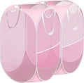 Simple Houseware Mesh Pop-Up Laundry Hamper Basket With Side Pocket, Pink - 2 Pack
