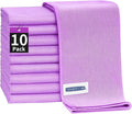 HOMERHYME Microfiber Cleaning Cloth - 10 Pack Glasses Cleaning Cloth, 16" x 14" Window Cleaning Rags, Streak Free Lint Free Polishing Cloths Wipes for Eye Glass, Stainless Steel, Windshield, Purple
